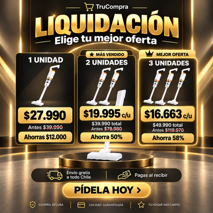 Aspiradora TurboClean Pro - Limpia tu casa y tu auto en minutos, sin cables ni esfuerzo