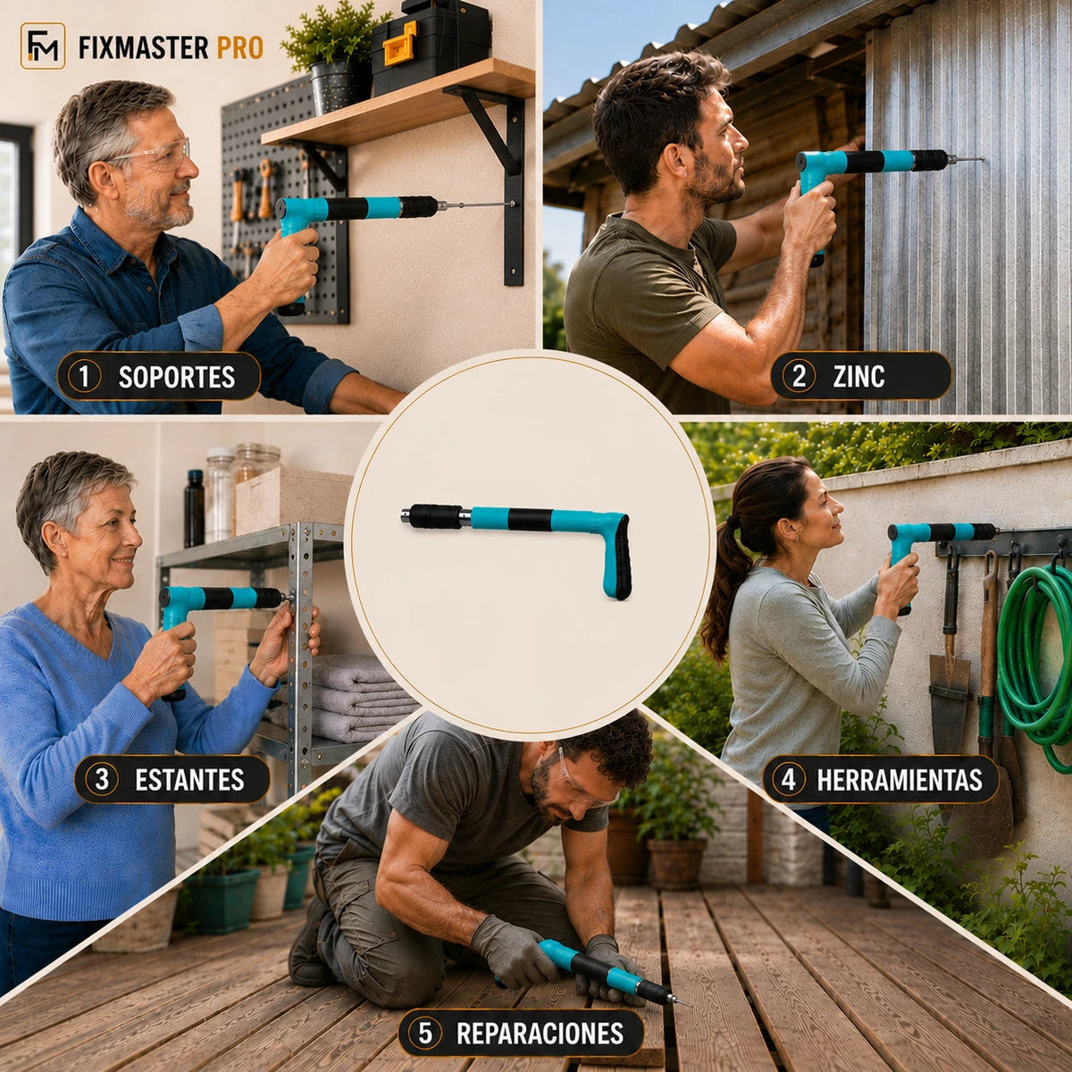 FIXMASTER QuickGun Clavadora Manual Portátil - Incluye 100 Clavos de Regalo
