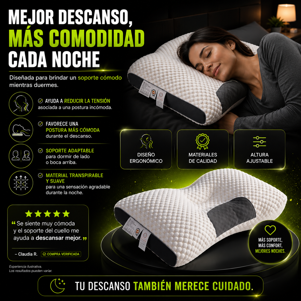 CerviCare®  Almohada Cervical Ergonómica Ajustable