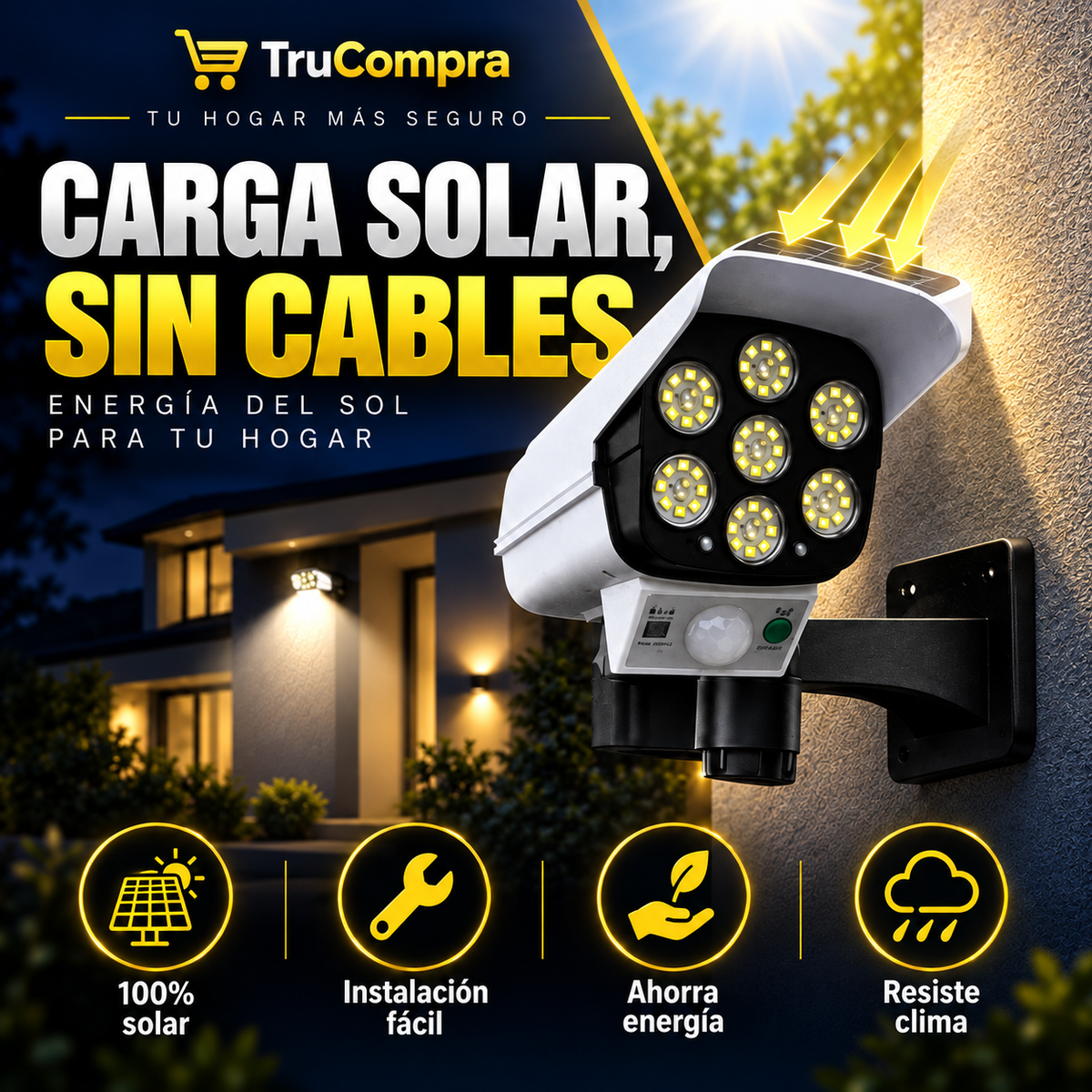Foco Led Solar - Tipo Cámara